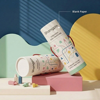 Emballage personnalisé écologique en papier imprimé, boîte et tube en papier avec couvercle ajusté et poignée de transport pour crayons de cire