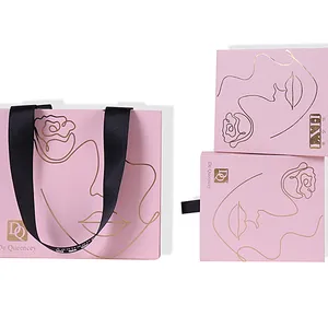 럭셔리 사용자 정의 포장 종이 상자 인쇄 로고 절묘한 디자인 선물 포장 서랍 상자 휴대용 선물 가방 세트