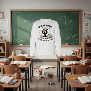 Camiseta de manga larga Cat Back To School, no te preocupes, estoy bien, todo está bien - Product Image 3