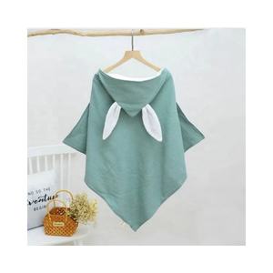 Serviette <span class=keywords><strong>de</strong></span> <span class=keywords><strong>bain</strong></span> à capuche pour bébé en coton biologique GOTS, avec adorables oreilles <span class=keywords><strong>de</strong></span> lapin, <span class=keywords><strong>cape</strong></span> pour nouveau-né, couleur personnalisable, forme carrée, tissée, séchage rapide, pour usage domestique - Product Image 5