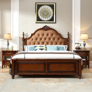 <span class=keywords><strong>Lit</strong></span> en cuir en <span class=keywords><strong>bois</strong></span> d'hôtel <span class=keywords><strong>de</strong></span> chambre à coucher <span class=keywords><strong>de</strong></span> style américain bon marché: <span class=keywords><strong>tête</strong></span> <span class=keywords><strong>de</strong></span> <span class=keywords><strong>lit</strong></span> en cuir <span class=keywords><strong>sculpté</strong></span> à boutons rivetés fabriqués à la main en chêne Wanult - Product Image 1