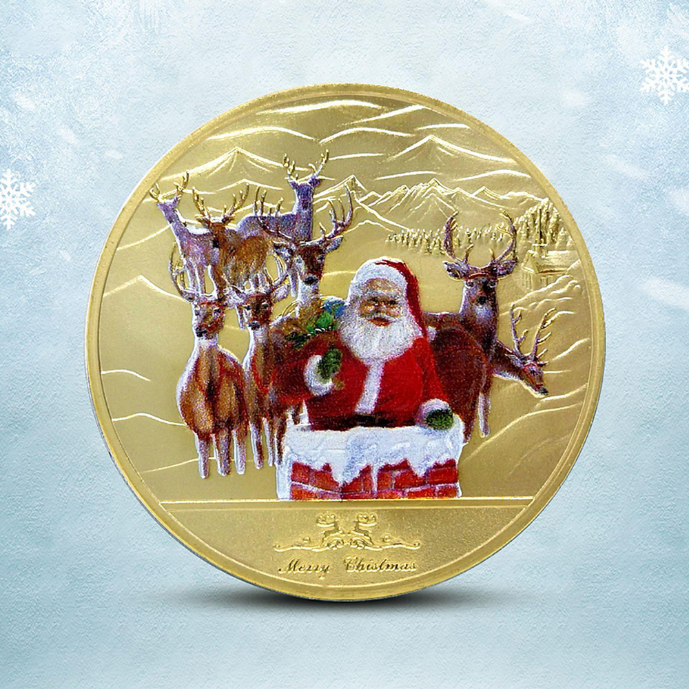 Custom Santa Claus Wishing Coin, Can быть Collected, Gold Plated, Merry Christmas Decoration