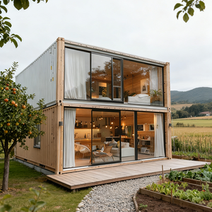 Индивидуальный 20-футовый/40-футовый/50-футовый двухэтажный стальной контейнерный дом класса люкс, быстровозводимый офис, современный дизайн, с ванной комнатой - Product Image 2
