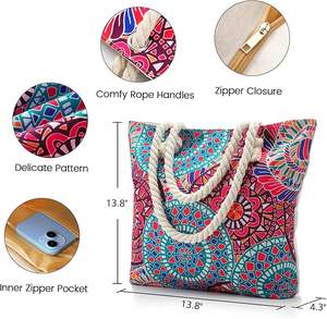 Échantillon gratuit Sac de plage personnalisé en toile de jute écologique de grande taille pour femmes, design de sac d'épicerie, vente en gros de mode - Product Image 4