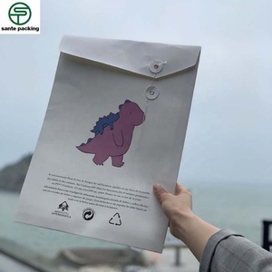 Wholesale Recyclable Die Cut Folder White Kraft Paper Bag Custom T-Shirt Clothing Packaging Bag With Logo - Product Image 4