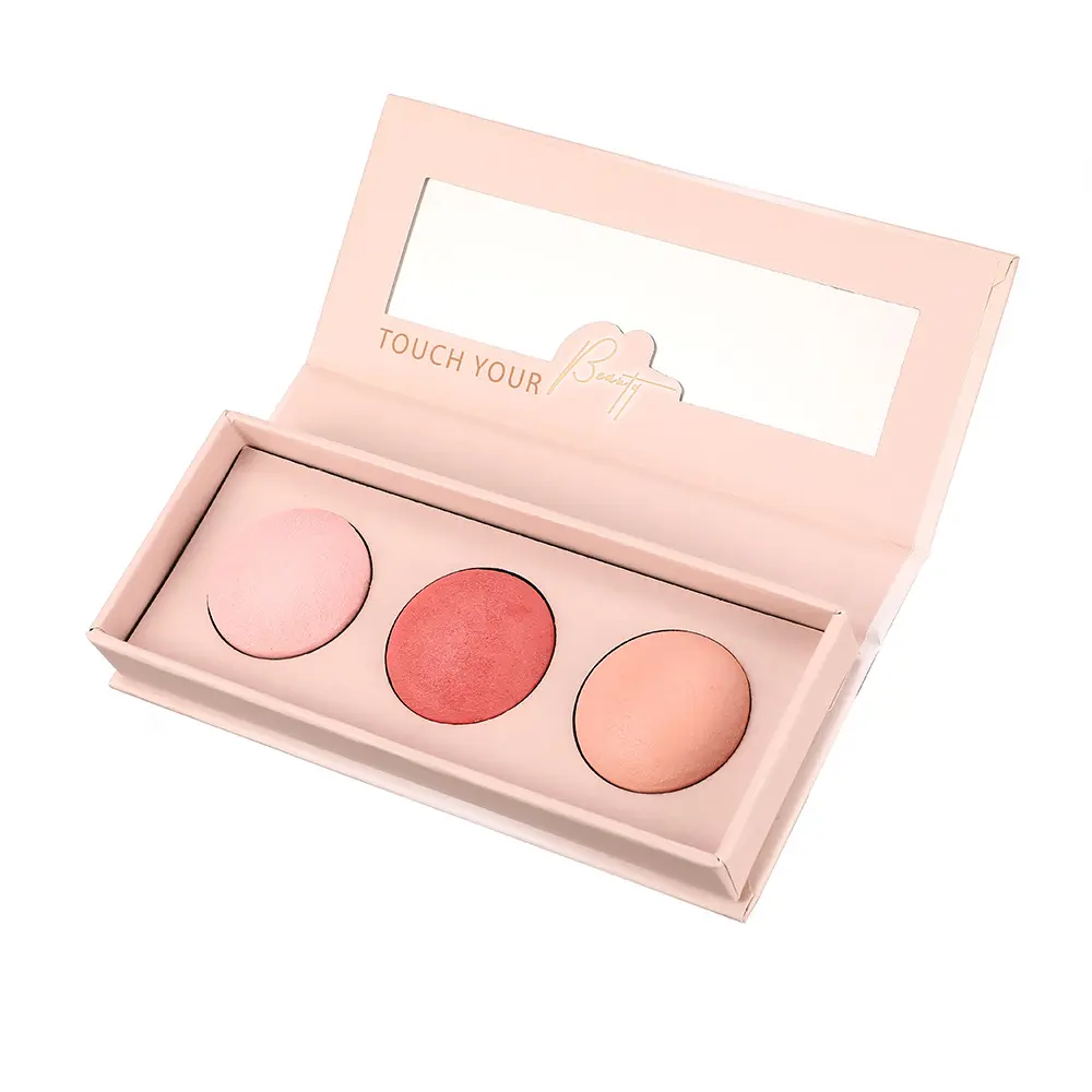 No Logo 3 Color Blush Plate For Lasting Gloss Customize Blush Palette Blush Private Label