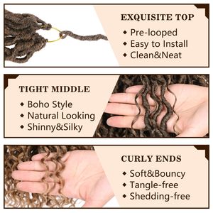 Extensions de cheveux synthétiques Soft River Locs en <span class=keywords><strong>fibre</strong></span> basse température, tissage simple, pour tresses au crochet Goddess Braids, cheveux bouclés, 18 pouces, 24 mèches - Product Image 3