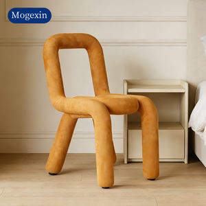 Fauteuil de loisir en velours esthétique à courbure créative moderne, orange, fauteuils d'appoint en gros pour chambres à coucher, salons, restaurants - Product Image 1