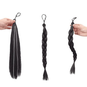 Peluca de cola de caballo para mujer, de fibra sintética resistente al calor, natural, corta, trenzada, para cualquier tono de piel y forma de rostro - Product Image 2