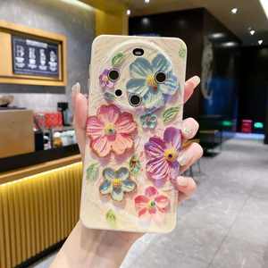 Imd Retro Olieverfschilderij <span class=keywords><strong>Blu</strong></span> Ray Bloemen Beschermende Schokbestendige Mobiele Telefoon <span class=keywords><strong>Case</strong></span> Voor Huawei Mate60 60pro Imd Tpu Pc Telefoon Hoesje - Product Image 4