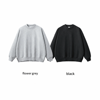 Sweat-shirt col rond en molleton brossé pour homme, coupe ample, ourlet fendu sur le côté, couleur unie, style streetwear décontracté, vente en gros