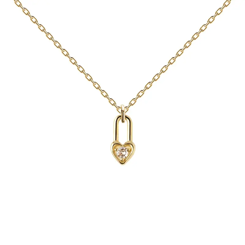 Colar de coração com pingente de ouro 18K para mulheres, joia minimalista fashion com pingente de prata esterlina 925 pequena