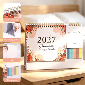 ปฏิทินตั้งโต๊ะปี 2027 แบบเข้าเล่มสันห่วงลายดอกไม้ สำหรับใช้ในสำนักงาน - Product Image 3