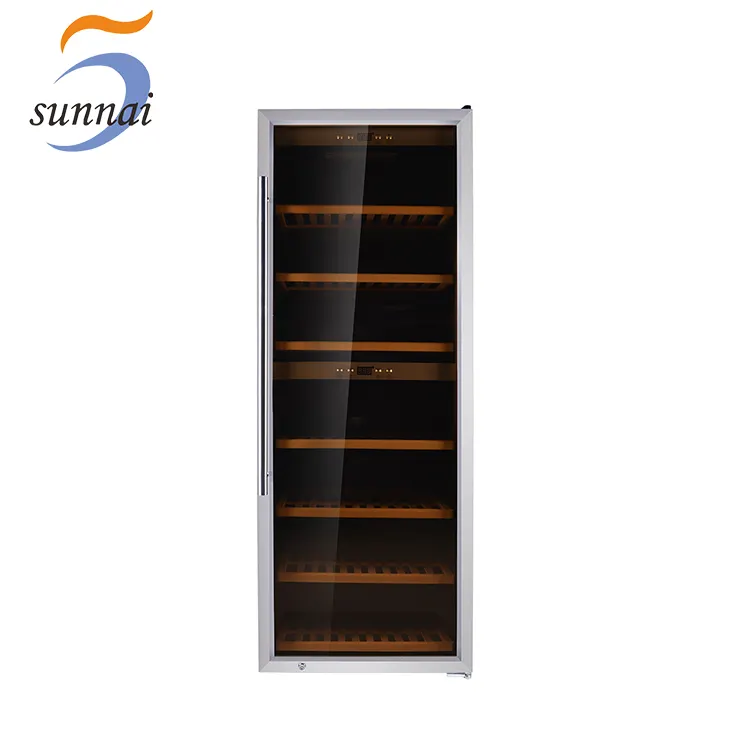 Sunnai Gold Fornecedor Opcional de luxo comercial grande rack de madeira porta de vidro adega frigorífico