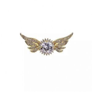Delicado Broche de Zirconia Cúbica con Forma de Alas de Ángel, Elegante Broche Pequeño para Mujer, Accesorios de Joyería - Product Image 1