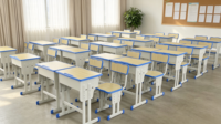 Ensemble Chaise et Bureau Scolaire Moderne Réglable en Hauteur, Plateau en Métal Durable, Pieds Antidérapants, Mobilier pour Étudiants, Salle de Classe, Maison et Bureau