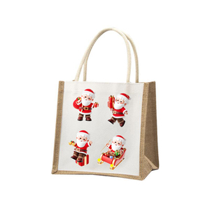 <span class=keywords><strong>Sac</strong></span> fourre-tout en toile de coton personnalisé, sacs en <span class=keywords><strong>jute</strong></span> avec logo pour emballages cadeaux de fête de Noël - Product Image 2