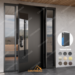 <span class=keywords><strong>Porte</strong></span> <span class=keywords><strong>d</strong></span>'<span class=keywords><strong>entrée</strong></span> pivotante moderne en acier inoxydable de luxe avec verre et serrure intelligente pour usage résidentiel et commercial - Product Image 2