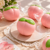 Jouet Squishy Pêche en PU 8cm, à Remontée Lente, Fruit Réaliste à Presser, Anti-Stress Sensoriel, Jouet Fidget Unisexe 14+ en Sachet OPP, Vente en Gros