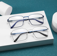 FRROCE Monturas Ópticas de Aluminio y Magnesio de Gran Tamaño para Hombre, Monturas de Gafas Cuadradas de Negocios