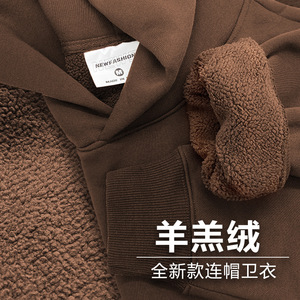 เสื้อสเวตเชิ้ตมีฮู้ดบุขนแกะสำหรับผู้หญิง ทรงหลวมหนาพิเศษสำหรับฤดูหนาว ดีไซน์ป้องกันการเกิดขุย - Product Image 1