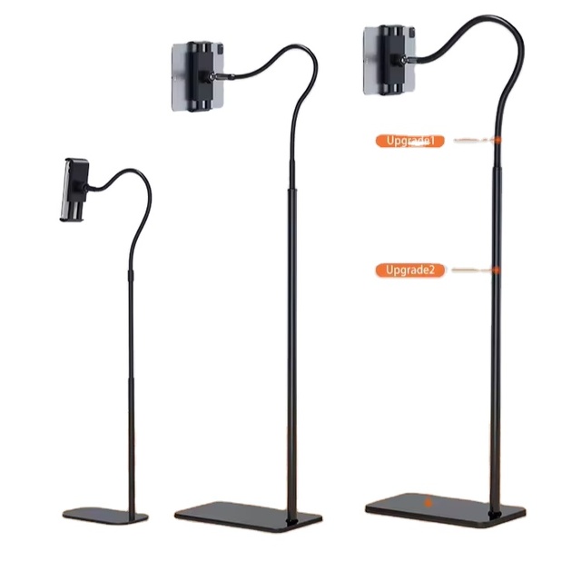 360 Rotation Live Streaming Angle Height Adjustable Floor Tablet Stand Bed Couch Custom Cheap Wholesale Price Floor Phone Stand