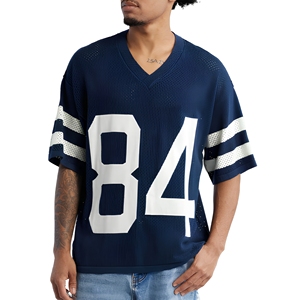 Maillot de football décontracté tricoté personnalisé pour homme, manches courtes, col rond, coupe régulière, t-shirt sportif avec impression numéro 84, 200 grammes - Product Image 1