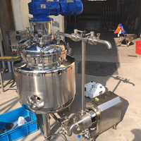Mezclador Homogeneizador Emulsionante con Chaqueta de Acero Inoxidable, Agitador, Calentamiento Eléctrico, Engranaje y Bomba, Tanque de Mezcla de Alta Productividad