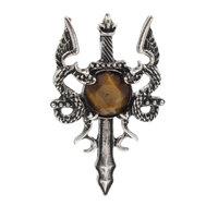 Vente en gros de pendentif dragon volant pour homme pilier hexagonal en cristal naturel pendentif dragon aile oeil de tigre collier bijoux