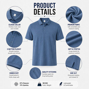 Camiseta Polo de Rendimiento Personalizada con Logotipo para Hombre y Mujer, 13% Elastano, Elástica en 4 Direcciones, Transpirable, Ropa de Golf para Equipos, Venta al por Mayor, Varios Colores, Tallas S-4XL - Product Image 4