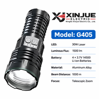 Lampe torche laser personnalisée OEM ODM XINJUE G405 30W, portée de 1000 m, rechargeable, avec zoom télescopique, boîtier en alliage d'aluminium