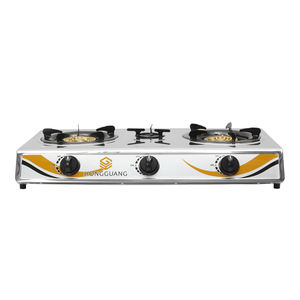 Cuisinière à gaz à 3 brûleurs haute efficacité en acier inoxydable GPL/gaz naturel, plaque de cuisson domestique pour cuisine - Product Image 3