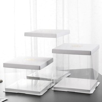 Cajas para Pastel Transparentes Modernas de PET de 12 x 12 x 12 Pulgadas, con Recubrimiento UV, Grabado en Relieve, Materiales Reciclados, Logotipo Personalizado, Venta al Por Mayor