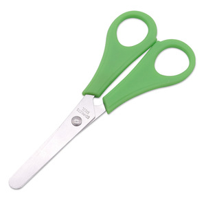 Tijeras de oficina para niños de acero inoxidable, hoja recta de 130mm, seguridad para suministros de papelería escolar - Product Image 1