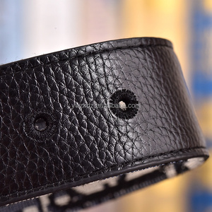 Ceinture de Luxe Tendance 2026 – Ceinture Réversible Classique Noire en Toile Jacquard et Cuir PU pour Affaires et Occasions Décontractées - Product Image 4