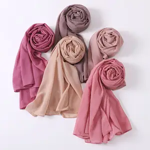 Pearl Chiffon Right Angle Head Scarf Breathable Islam Long Wrap Hijabs Women&#39;s Headscarf Malaysian Wool Warp Knitting