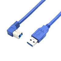 Kabel Data USB 3.0 Male B Male Sudut Kanan 90 Derajat untuk Printer Hard Drive Enclosure Panjang 0.3m-3m Transfer Data Tembaga