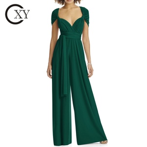 Pantalon habillé convertible élégant pour femmes Combinaison en jersey à jambes larges multidirectionnelles - Product Image 4