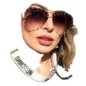 Gafas de Sol Ovaladas de Lujo con Logotipo Personalizado, Diseño Degradado y Remaches, Protección UV400, Metálicas, para Mujer, Novedad 2021 - Product Image 2