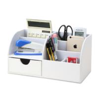 Ensemble de bureau en cuir PU haut de gamme, organiseur d'accessoires de bureau, porte-cartes de visite, porte-stylos, porte-crayons, porte-téléphone portable, boîte de rangement pour fournitures de bureau