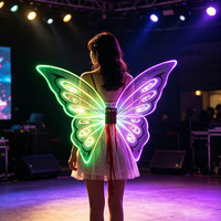 Ailes de Papillon Lumineuses en Fibre Optique, Accessoire de Costume pour Femme, Idéal pour Fêtes, Spectacles, Raves et Festivals