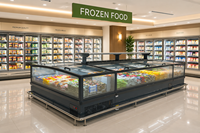 Congélateur commercial combiné pour supermarché, vitrine à porte vitrée pour aliments surgelés, congélateur coffre grande capacité pour glaces et viandes