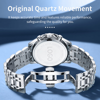 OEM ODM 3653 Montre à quartz en acier inoxydable étanche avec phases de lune lumineuses, styles les plus vendus, logo personnalisé de luxe