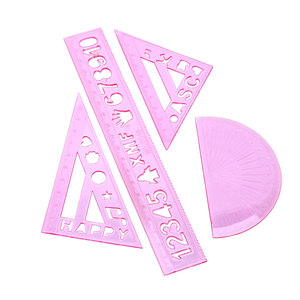 Ensemble de 4 règles géométriques transparentes BECOL, 20 cm, en plastique, pas cher, kit d'instruments mathématiques pour étudiants - Product Image 5