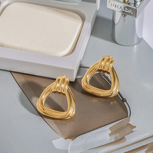 Geometric <b>Cuff</b> <b>Earrings</b> 18k Gold Plated Stainless Steel Exaggerated Ring Design Party Fashion Jewelry - Product Image 3