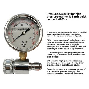 Kit de manomètre pour <span class=keywords><strong>nettoyeur</strong></span> <span class=keywords><strong>haute</strong></span> <span class=keywords><strong>pression</strong></span> manuel d'exportation transfrontalière, raccord rapide 3/8, 6000 PSI, emballage carton blanc - Product Image 4