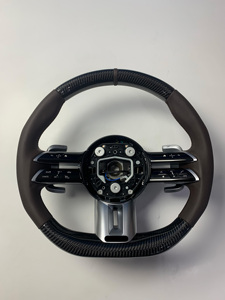 Volante in Pelle e Fibra di Carbonio ad Alte Prestazioni per <span class=keywords><strong>Mercedes</strong></span> Benz, Modelli W205/W213/W222/G63/E63/C63 Classe C, Versione Racing - Product Image 1