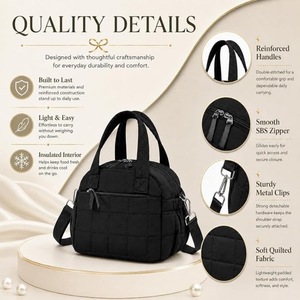 New Soft <b>Lunch</b> <b>Bag</b>, Quilted Puffer Fish Ice <b>Bag</b>, Multifunctional Hand-held Crossbody Insulated <b>Bag</b> - Product Image 4