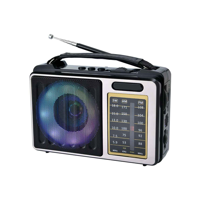 Portable Shortwave Radio Am Fm Transistor Radio TWS BT Speaker with Disco Music Light for Outdoors