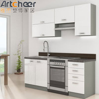 Armoire de cuisine modulaire pour petits espaces murale durable en résine stratifiée pour comptoir robinet tiroir panier accessoires